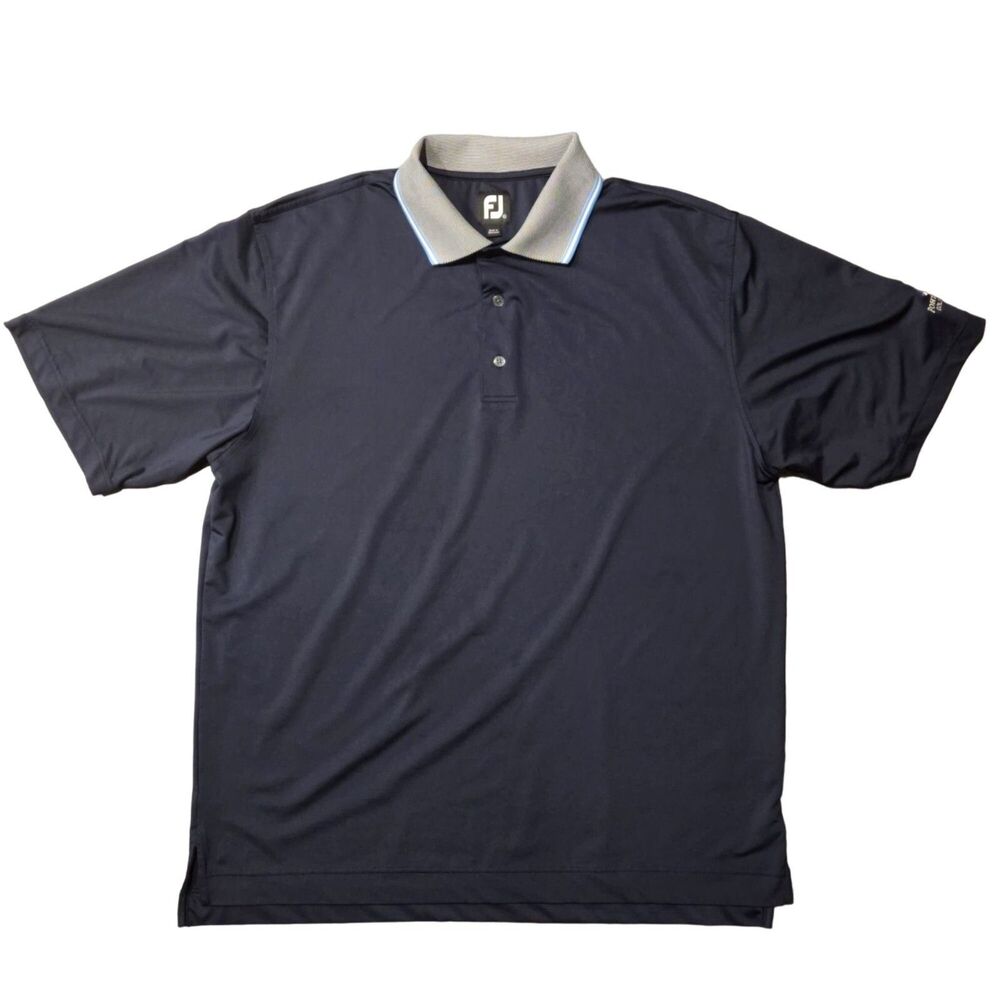 Foot Joy Men's Polo Golf Short Sleeve Shirt Blue Gray Size XL 3 Button